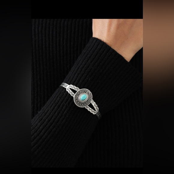 Turquoise Decor Cuff Bangle - Picture 2 of 5